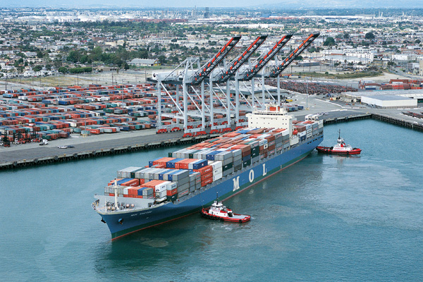 Container ship at Port of Los Angeles